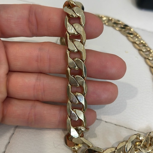 Mens 14K Gold over brass curb chain necklace 18” - Picture 3 of 3